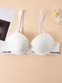 White seamless push-up underwire bra with stylish 'Love life' lettered elastic band - White