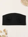 Black seamless ice silk bandeau bra with scalloped edges for women - L / Tops / 2PCS / Black