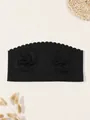 Black seamless ice silk bandeau bra with scalloped edges for women - L / Tops / 2PCS / Black
