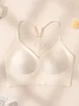 Seamless beige push-up bra featuring a beautiful lace back design for daily comfort - S / Tops / White