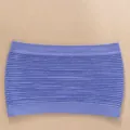 Macro detail of a purple ribbed seamless strapless bandeau top showing the fabric texture - S / Tops / Blue