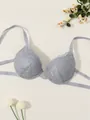 Elegante reggiseno push-up in pizzo azzurro con spalline posteriori e coppe sottili - Grigio
