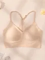 Soft nude seamless push-up bra featuring a delicate lace beauty back design for women - S / Tops / Apricot