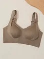 Seamless taupe ribbed push-up bra with wide side wings for ultimate support and comfort - S / Tops / Brown