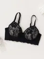 Eleganter schwarzer Spitzen-Push-up-BH mit Bügel und verstellbaren Trägern für perfekten Sitz - 70B / Oberteile / Schwarz