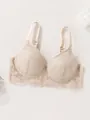 Elegantes Bügel-BH aus floraler Spitze für Damen in klassischem Beige mit stützenden Körbchen - 70B / Oberteile / Hautfarben
