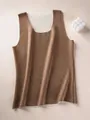 Sleeveless women's brown thermal vest with plush fleece lining for winter warmth - S / Tops / Brown