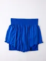 High-waisted blue fake two-piece yoga skirt for running, fitness and workout sessions - Sapphire Blue