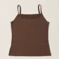 Caraco marron élégant pour femme avec une bordure en dentelle délicate au décolleté - Marron