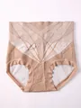 High waist seamless tummy control shapewear panties in beige color for women's slim fit. - S / Khaki