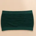 Dark green ribbed seamless bandeau bra with elastic fit for anti-exposure inner wear - S / Tops / Dark Green