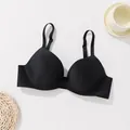 Classic black seamless one-piece bra featuring smooth fabric and adjustable straps - 70B / Tops / Black