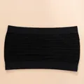 Elastic black ribbed tube top bandeau bra with anti-slip design for daily comfort wear - Black