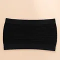 Elastic black ribbed tube top bandeau bra with anti-slip design for daily comfort wear - Black