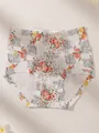 Floral print high-waisted cotton panties with tummy control in white and red - XS / 6pcs Set / Flower Style A