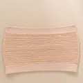 Nude colored ribbed seamless tube top bandeau for women with anti-slip elastic design - Nude