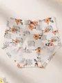 High-waisted white floral briefs with elegant orange flowers and script print design. - XS / 6pcs Set / Flower Style B