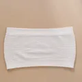 Seamless white ribbed tube top bandeau bra for women with a secure non-slip design - White
