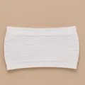 Seamless white ribbed tube top bandeau bra for women with a secure non-slip design - White