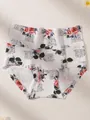 High-waisted women's floral panties featuring elegant rose and script print design - XS / 6pcs Set / Pattern C