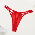 Red sexy mesh thong with adjustable thin straps and breathable mesh fabric for women - S / Bottoms / Red
