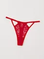 Elegant sexy red floral lace G-string thong lingerie with adjustable thin side straps - XS / Red