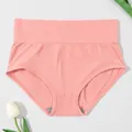 Detailed close-up view of pink high-waist tummy control panties with honeycomb texture fabric - Pink