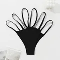 Sexy black multi-strap thong for women with sparkling silver rhinestone accents - S / Bottoms / Black