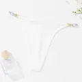 Sexy white ribbed thong featuring glittery thin straps and elegant gold ring hardware - S / Bottoms / White
