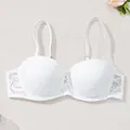 Elegant white lace underwire push-up bra for women - White