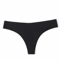 Seamless ice silk thong in solid black, low waist design for yoga and fitness training - Black