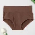 High waist tummy control honeycomb panties in chocolate brown seamless fabric. - S / Bottoms / Coffee