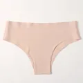Culotte sans couture en soie glacée couleur chair pour femmes, lingerie de sport invisible - Chair