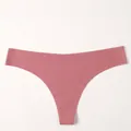 Seamless ice silk thong underwear for women in mauve pink, perfect for yoga and fitness - S / Bottoms / Pink
