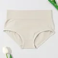 Seamless high waist tummy control panties featuring honeycomb texture in nude beige - S / Bottoms / Gray