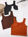Άνετα ραβδωτά crop tops σε λευκό καφέ πορτοκαλί και μαύρο σε γήινους τόνους - S / Tops / Καφέ