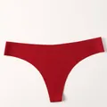 Breathable seamless red ice silk thong for women with a comfortable low waist design - Red