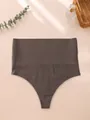 Brown high-waisted seamless tummy control thong for women with body shaping fabric - S / Bottoms / Mocha