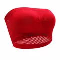 Vibrant red strapless ruched bandeau bra with a breathable honeycomb mesh lower band - S / Tops / Red