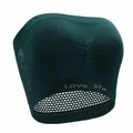 Dark green seamless strapless bandeau bra with ruched detail and breathable mesh - Dark Green