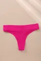 Seamless ribbed thong for women in vibrant rose red color. - S / Bottoms / Rose Red