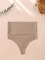 Seamless high waisted tummy control thong in nude color for women slimming underwear - Nude