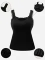 Elegante zwarte slim-fit hemdje met delicate kanten bandjes en ingebouwde bh-cups - S / Tops / Zwart