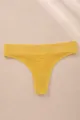 Yellow ribbed low-waist thong made of breathable fabric, suitable for fitness and yoga - S / Bottoms / Yellow