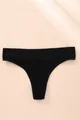 Breathable black ribbed thong for fitness and yoga, featuring a comfortable low waist design. - S / Bottoms / Black