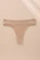 Seamless ribbed low-waist thong underwear in skin-toned beige for yoga and fitness - Nude