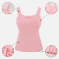 Pink slim fit camisole vest for women featuring lace trim and built-in bra pads for support - Pink