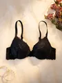 Eleganter schwarzer Push-up-BH aus Spitze mit Bügel und verstellbaren Trägern für Damen - Schwarz Blau