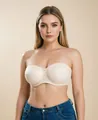 Elegant nude strapless push-up underwire bra for wedding dresses shown on a model - 70B / Tops / Nude