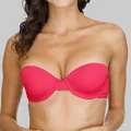 Vibrant red strapless push-up bra for evening dresses, featuring a seamless solid design - 80C / Tops / Rose Red
